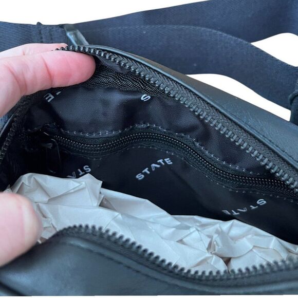 NWT! STATE Bags Black Smooth Leather Bennett Fanny Pack - Picture 6 of 7